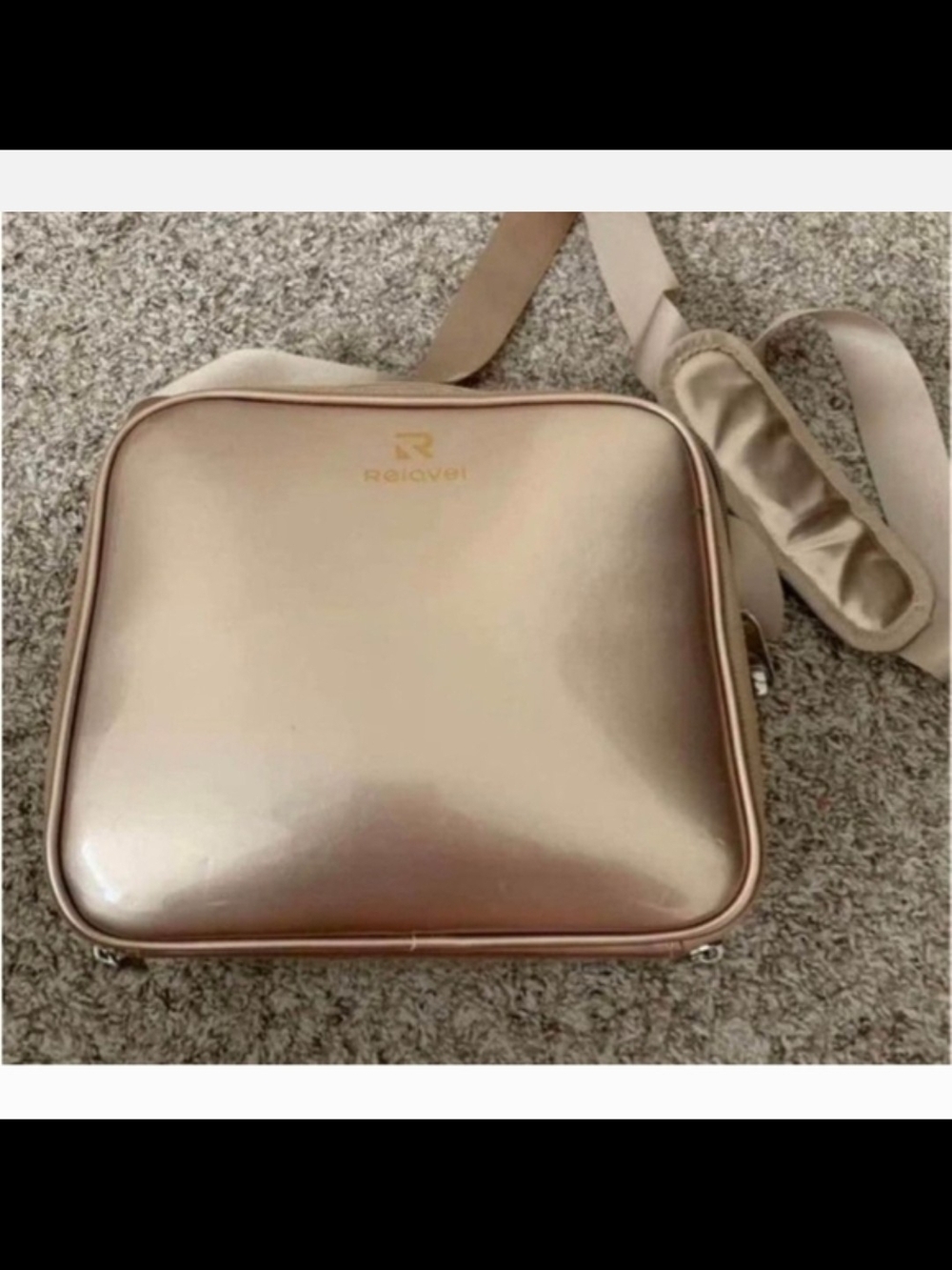 Rose Gold Pink Metallic Crossbody Bag for Makeup and Skincare